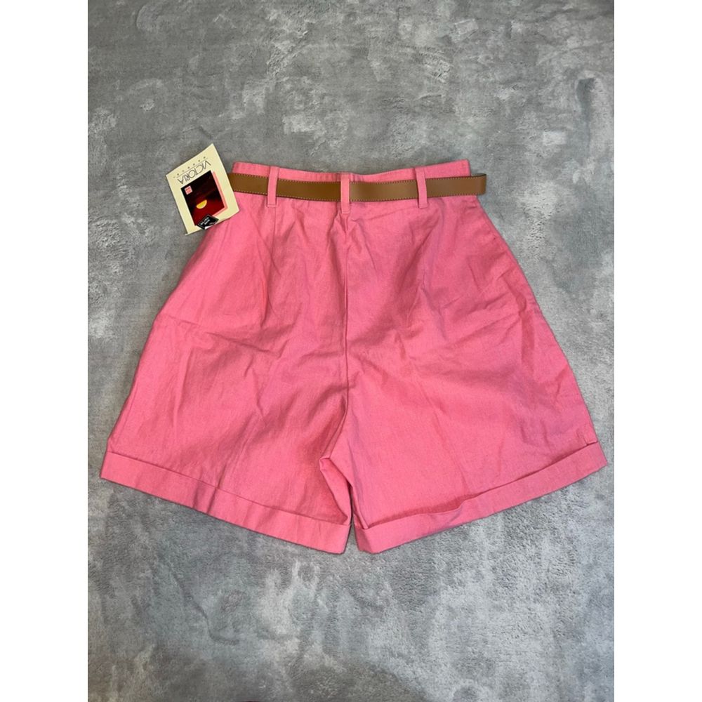 VTG COTTAGECORE Pink Long Shorts with Brown Belt Juniors 13 - Picture 7 of 7